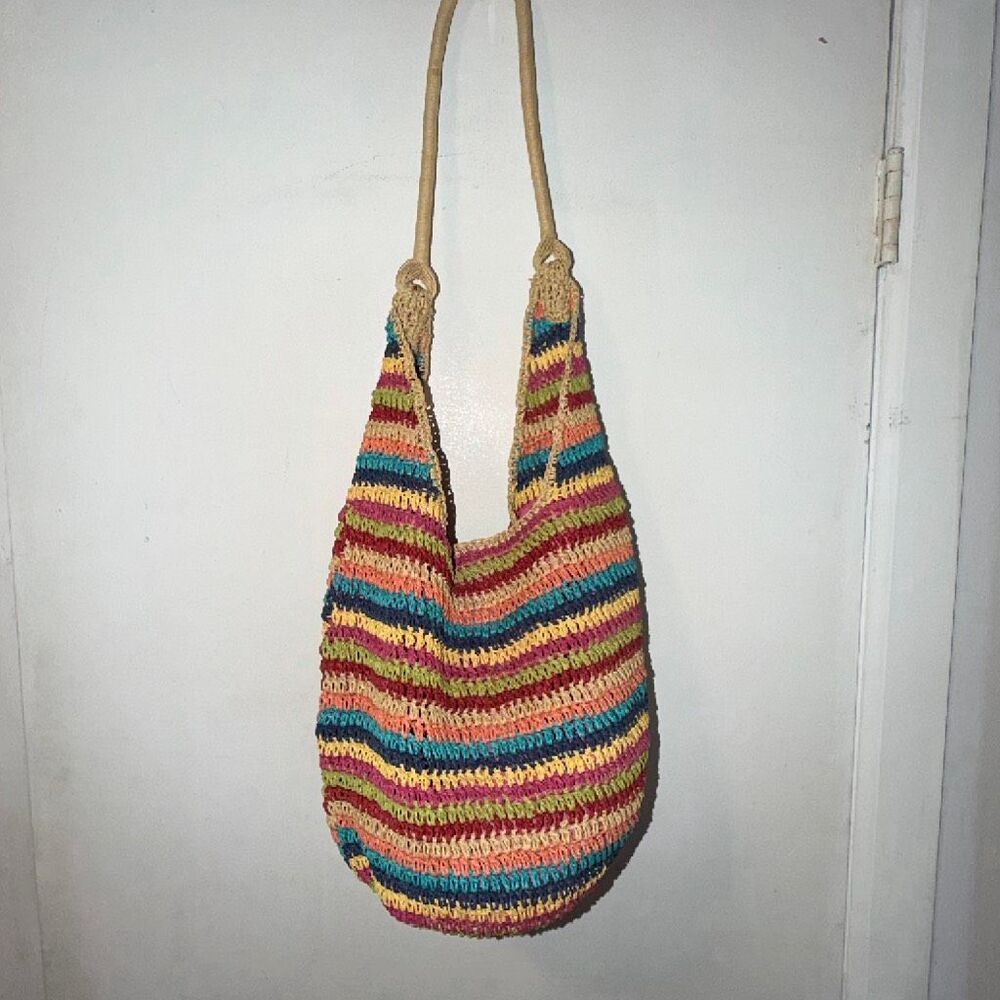 CONNIE Multicolor Raffia Shoppers Tote Bag
